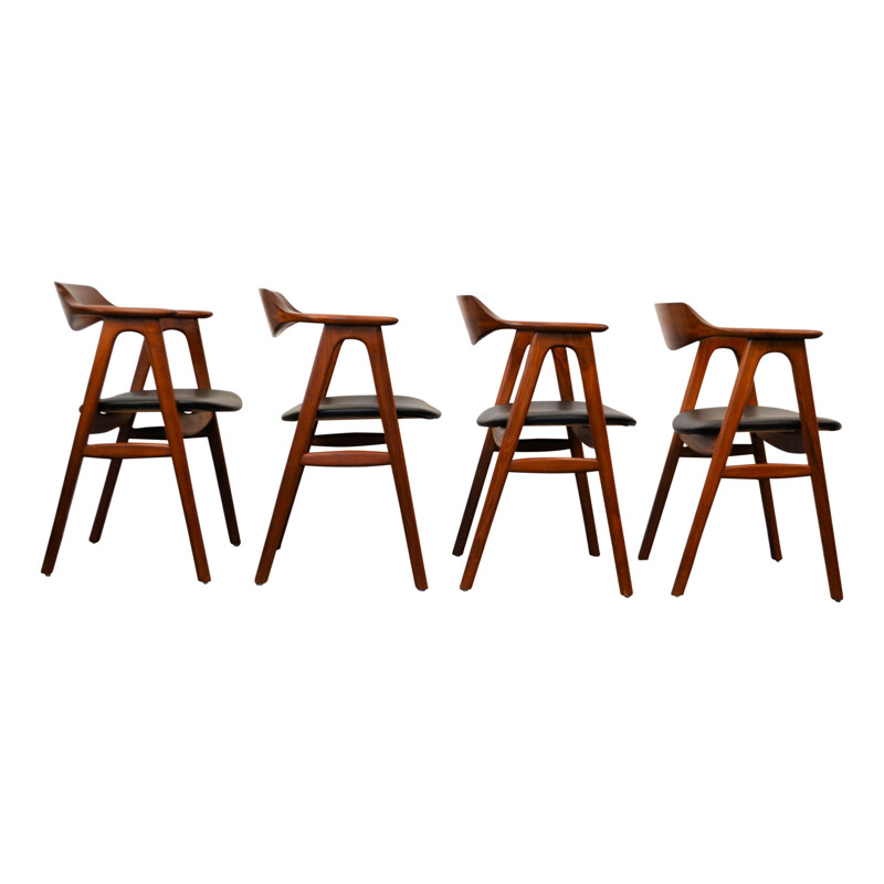 Set 4 solid teak armchairs by Erik Kirkegaard  - 1950s
