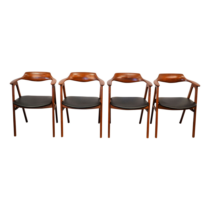 Set 4 solid teak armchairs by Erik Kirkegaard  - 1950s