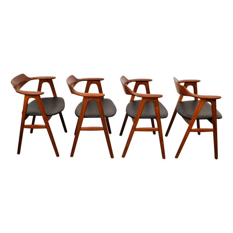 Set 4 solid teak armchairs by Erik Kirkegaard  - 1950s