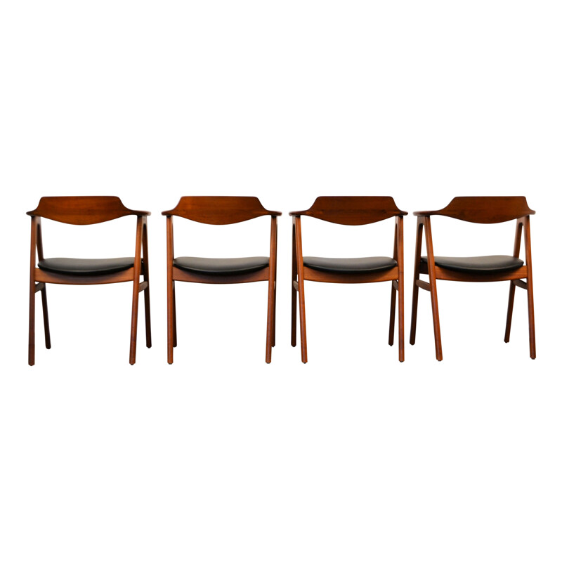 Ensemble de 4 fauteuils en teck massifs de Erik Kirkegaard - 1950