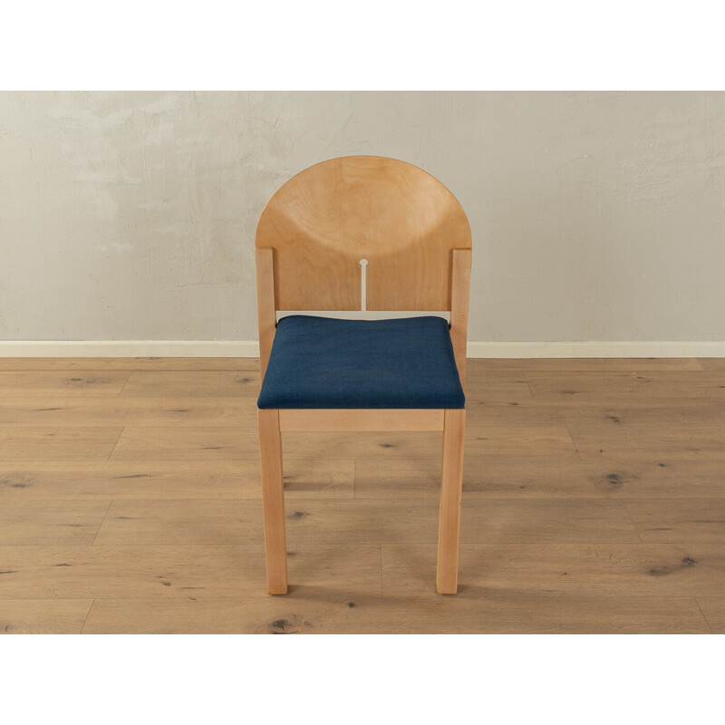 Vintage chair in beech and blue fabric by Arno Votteler for Bisterfeld and Weiss, Germany 1980