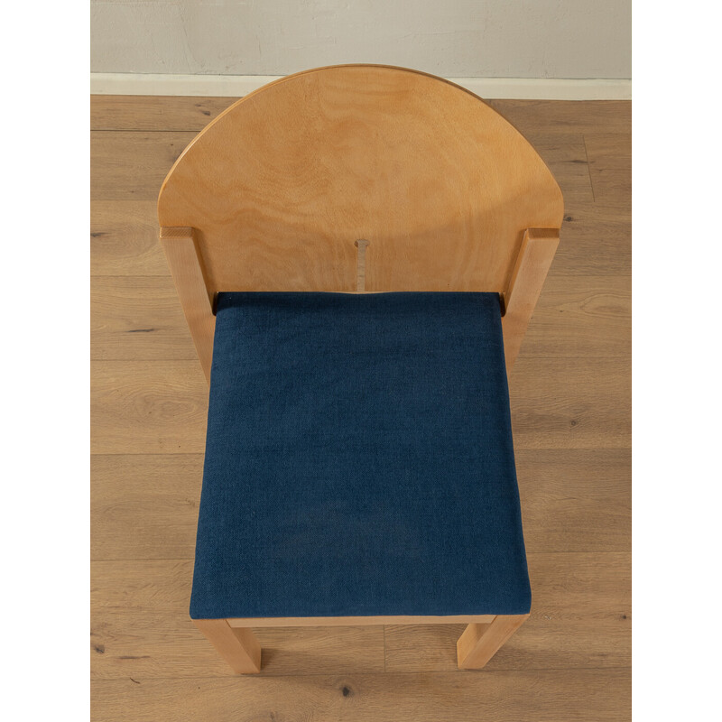 Vintage chair in beech and blue fabric by Arno Votteler for Bisterfeld and Weiss, Germany 1980