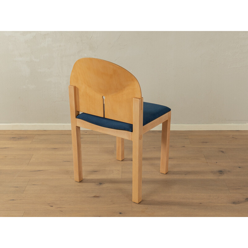 Vintage chair in beech and blue fabric by Arno Votteler for Bisterfeld and Weiss, Germany 1980