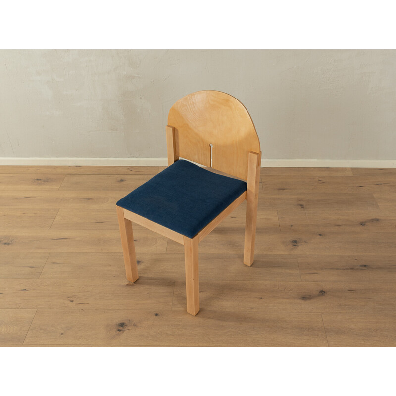 Vintage chair in beech and blue fabric by Arno Votteler for Bisterfeld and Weiss, Germany 1980