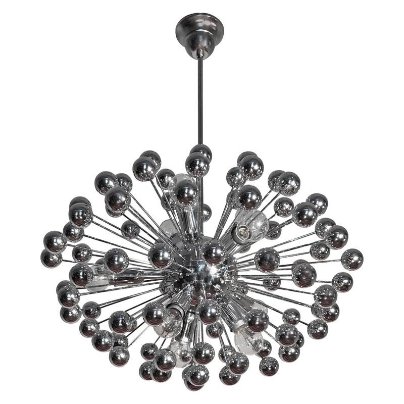 Mid-Century Italian chromed-plated Sputnik chandelier - 1960s