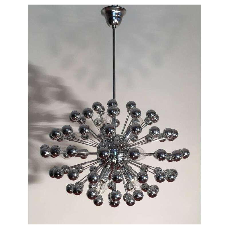 Mid-Century Italian chromed-plated Sputnik chandelier - 1960s