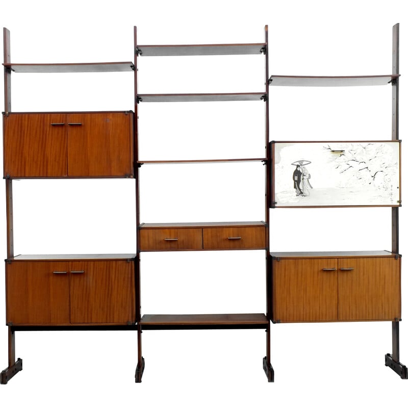 Vintage teak wall unit for Rb Italy, Italy 1950