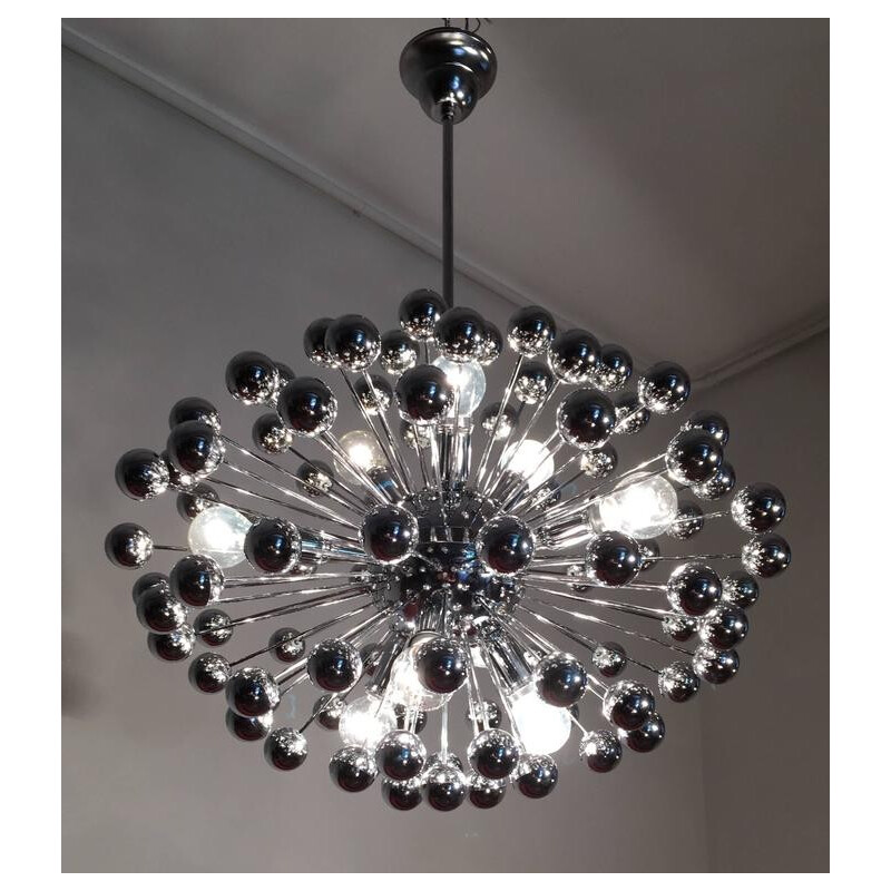 Mid-Century Italian chromed-plated Sputnik chandelier - 1960s