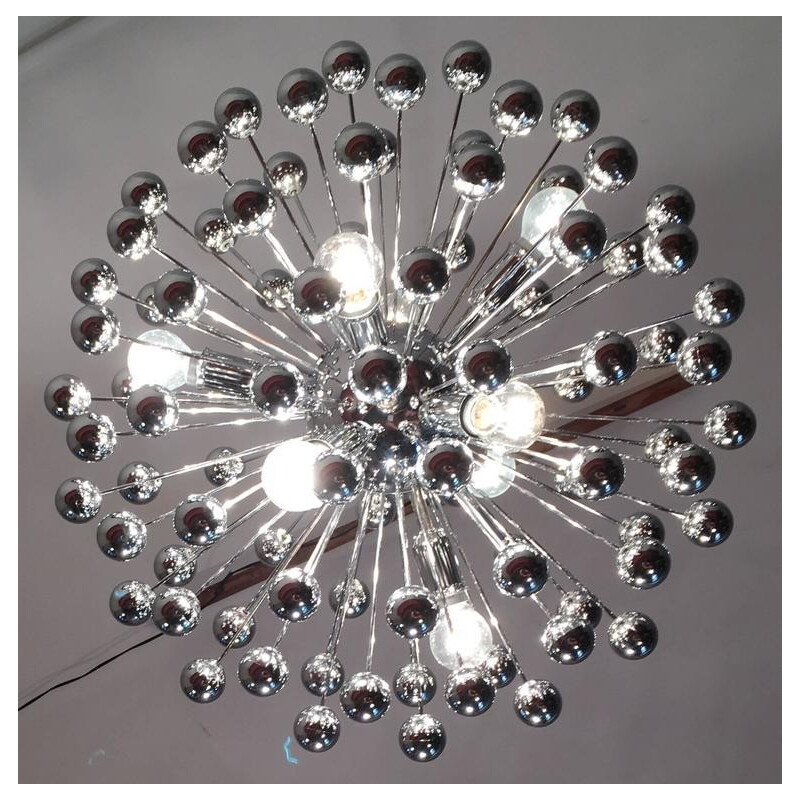 Mid-Century Italian chromed-plated Sputnik chandelier - 1960s
