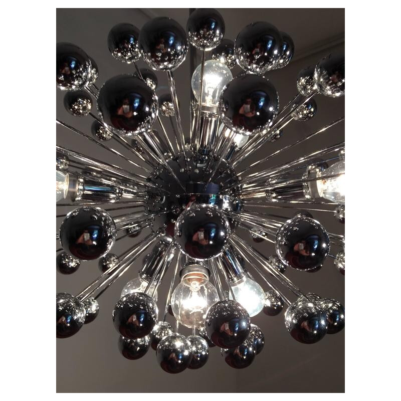 Mid-Century Italian chromed-plated Sputnik chandelier - 1960s