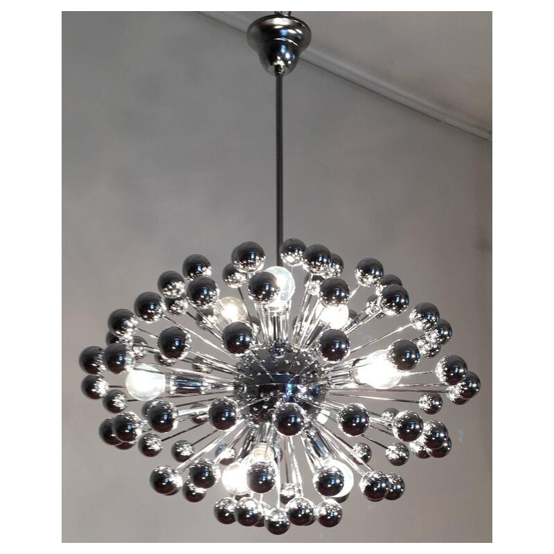 Mid-Century Italian chromed-plated Sputnik chandelier - 1960s