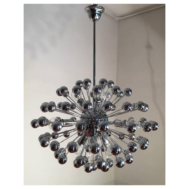 Mid-Century Italian chromed-plated Sputnik chandelier - 1960s