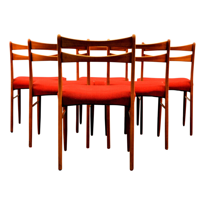 Set of 6 vintage danish teak dining chairs - 1960s