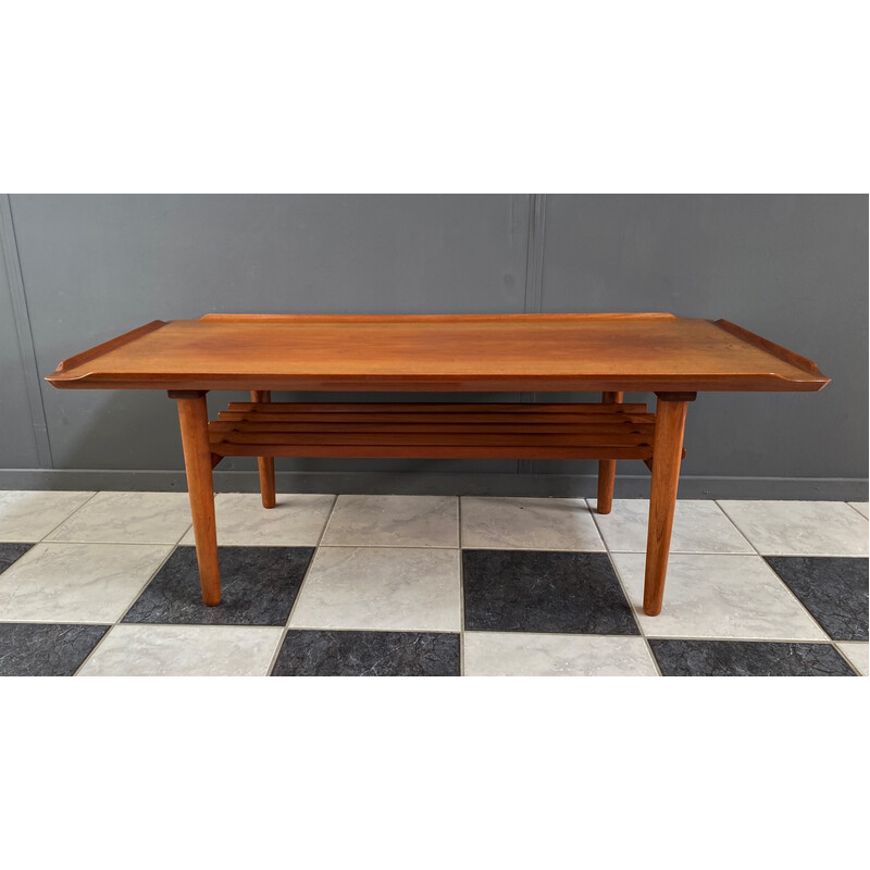 Vintage rectangular coffee table in teak by Georg Jensen for Kubus, Denmark 1960