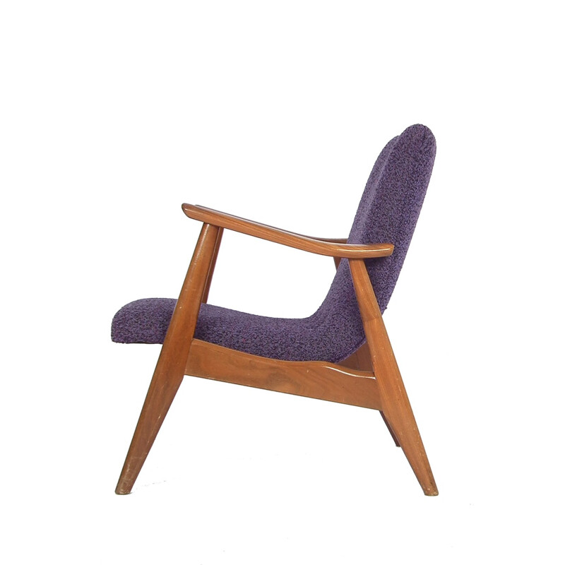 Fauteuil vintage scandinave violet - 1960