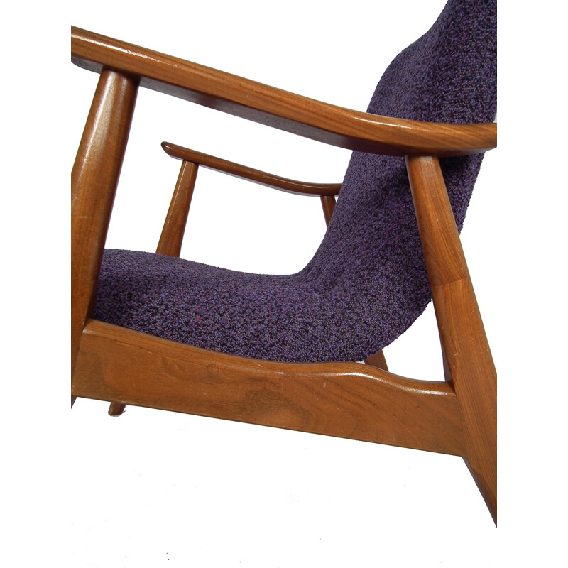 Vintage scandinavian purple armchair - 1960s