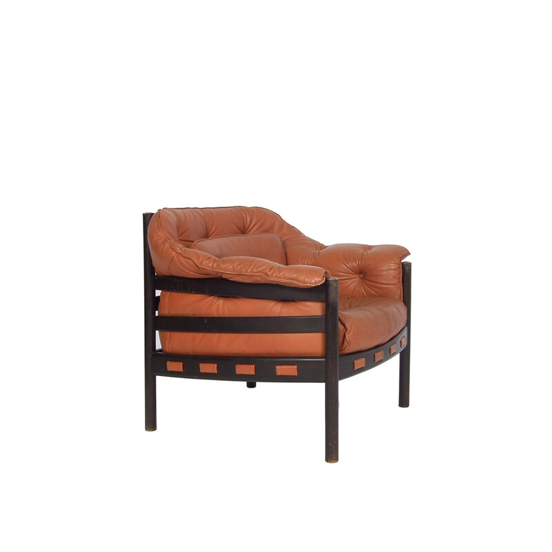 Cognac colored armchair in leather by Arne Norell  - 1960s