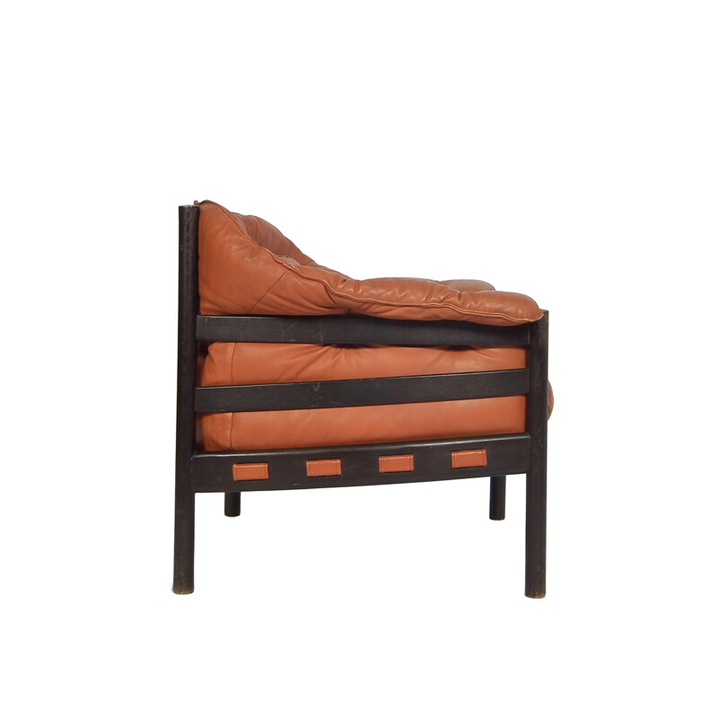 Cognac colored armchair in leather by Arne Norell  - 1960s