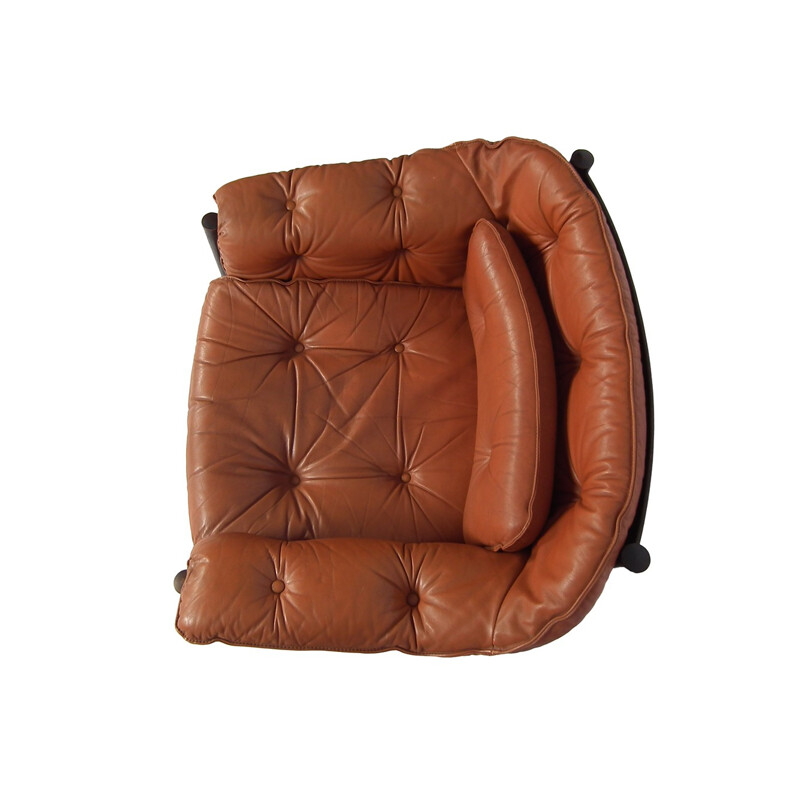 Cognac colored armchair in leather by Arne Norell  - 1960s