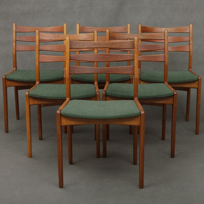 Set of six oak and teak chairs produced by Skovby - 1960s
