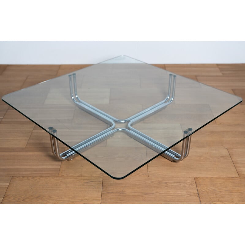 Table basse vintage en verre par Frattini Gianfranco pour Cassina, Italie 1960