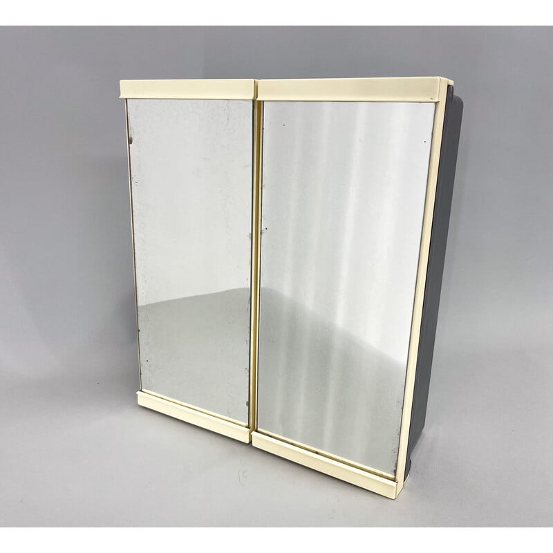 Armoire murale vintage en plastique avec miroir pour salle de bain, 1960