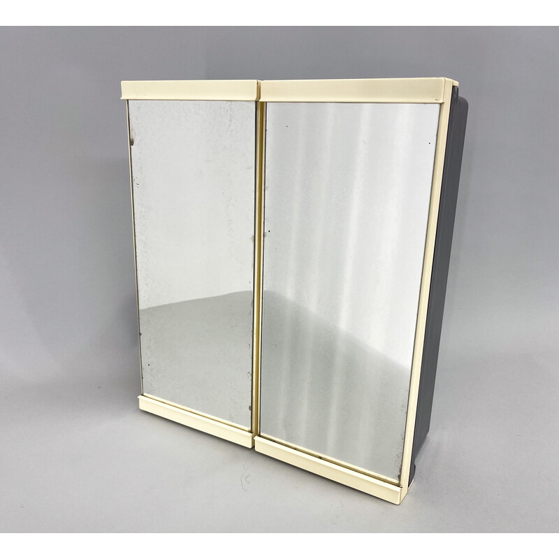 Vintage plastic wall cabinet with mirror for bathroom, 1960