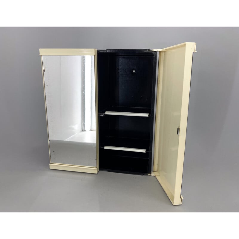 Vintage plastic wall cabinet with mirror for bathroom, 1960