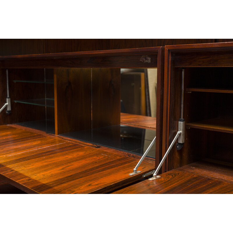 Vintage rosewood veneer wall unit for Idee Mobel, Germany 1960