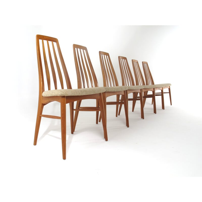 Set of 6 teak Eva chairs by Niels Koefoed for Koefoeds Hornslet - 1960s 