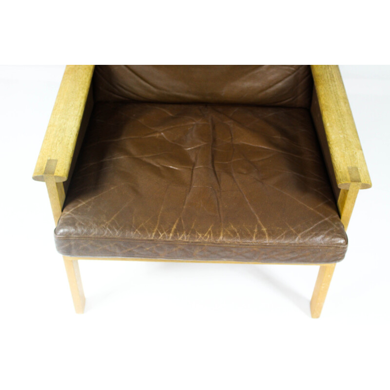 Capella High Back Leather Lounge Chair by Illum Wikkelsø - 1960s