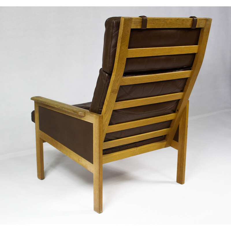 Cadeira de couro Capella high back lounge da Illum Wikkelsø - 1960