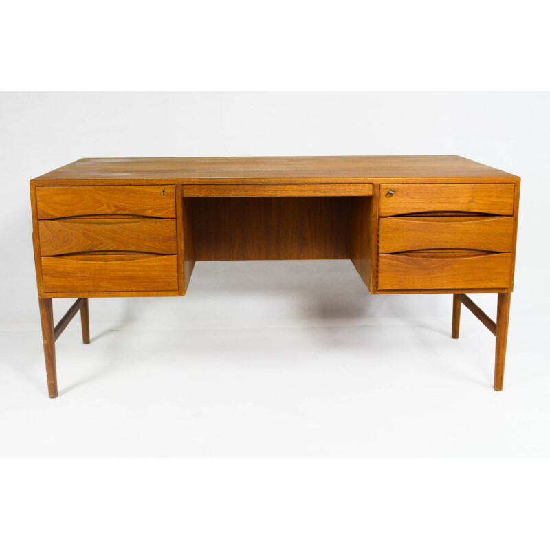 Danish Modern Desk with 6 drawers - 1960s