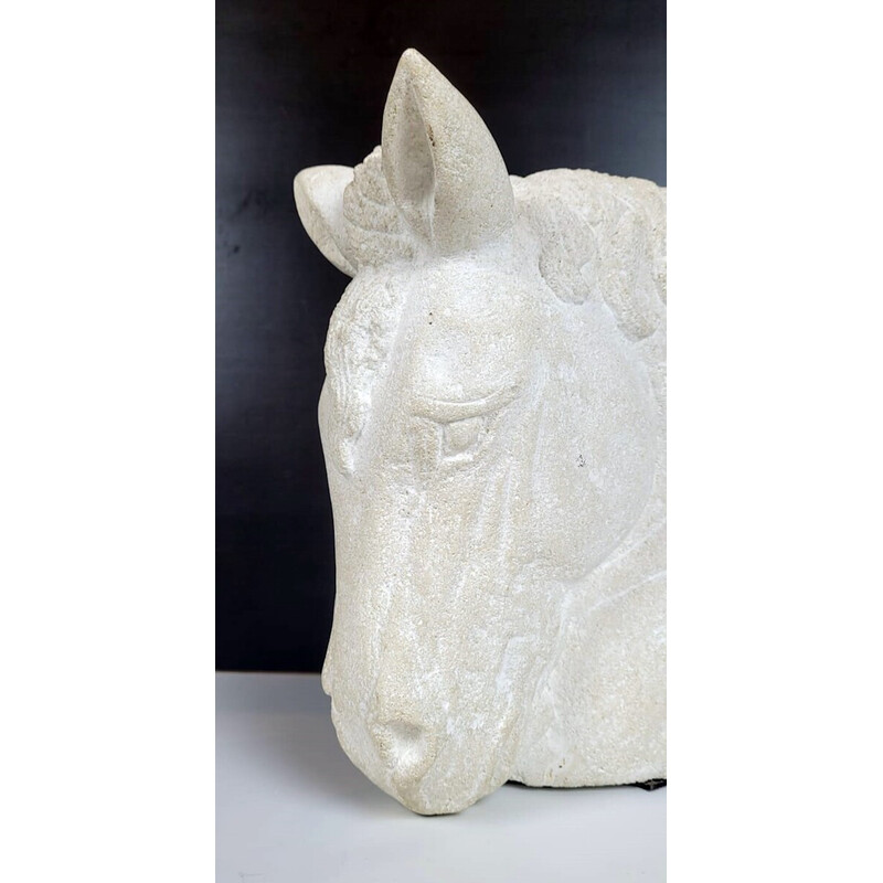 Vintage stone horse head by Sw, France