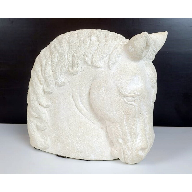 Vintage stone horse head by Sw, France
