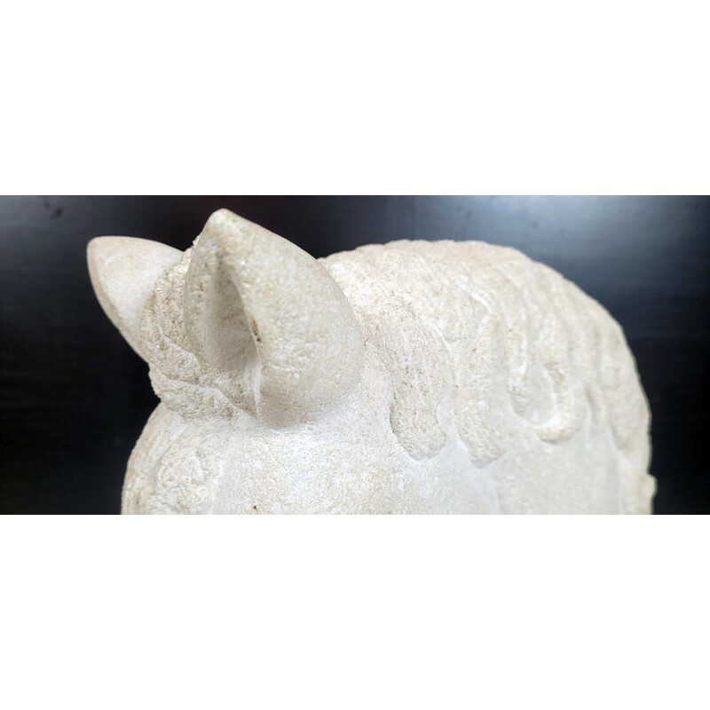 Vintage stone horse head by Sw, France