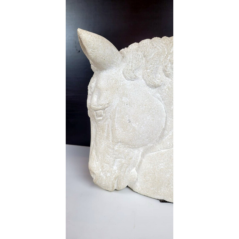 Vintage stone horse head by Sw, France