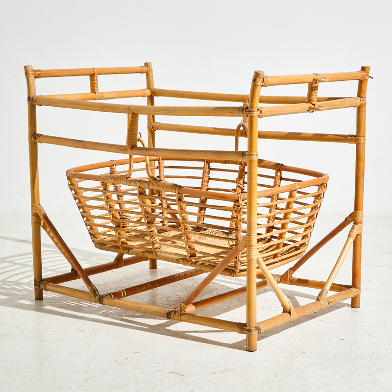 Vintage bamboo cradle, 1960