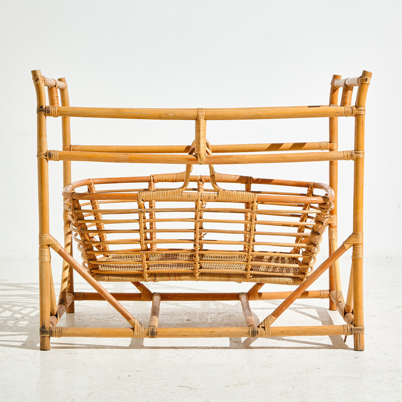 Vintage bamboo cradle, 1960