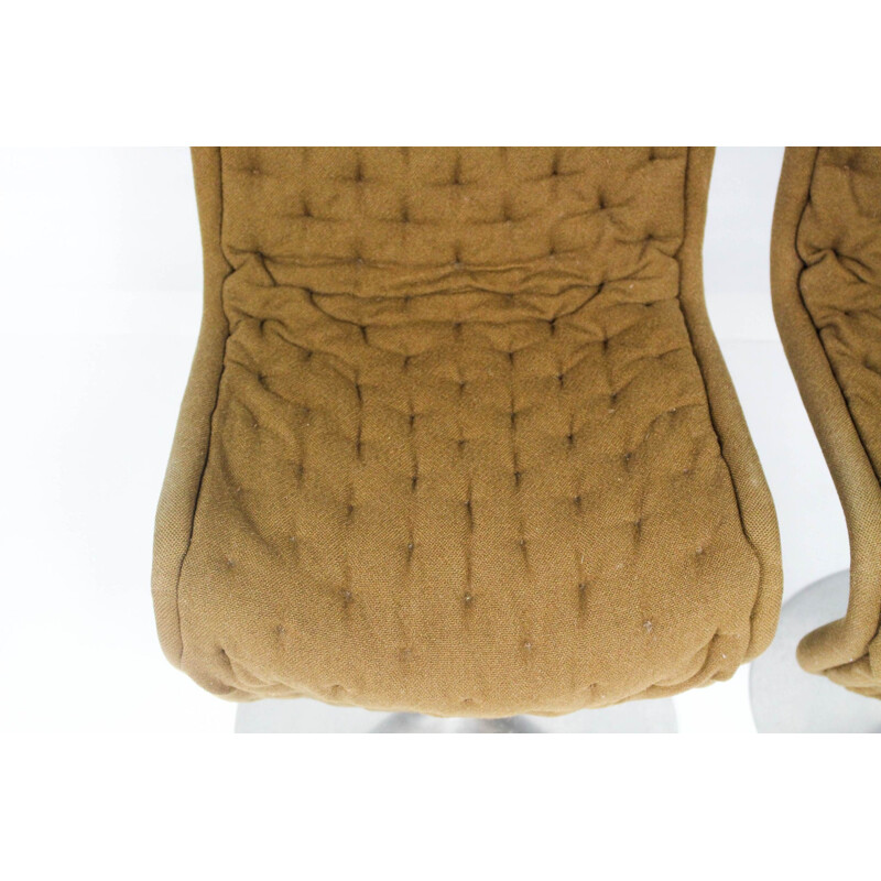 Pair of brown chairs in wool and metal model 123 by Verner Panton for Fritz Hansen - 1960s