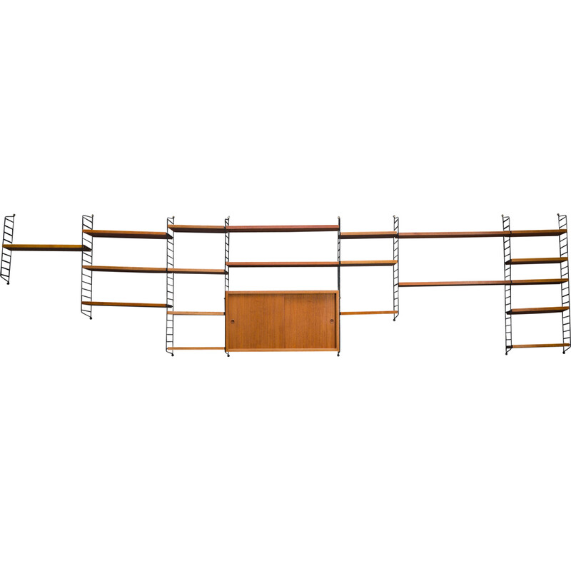 Vintage teak modular wall unit by Nils Strinning for String, 1960