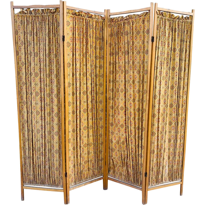 Vintage folding screen with 4 panels, 1960