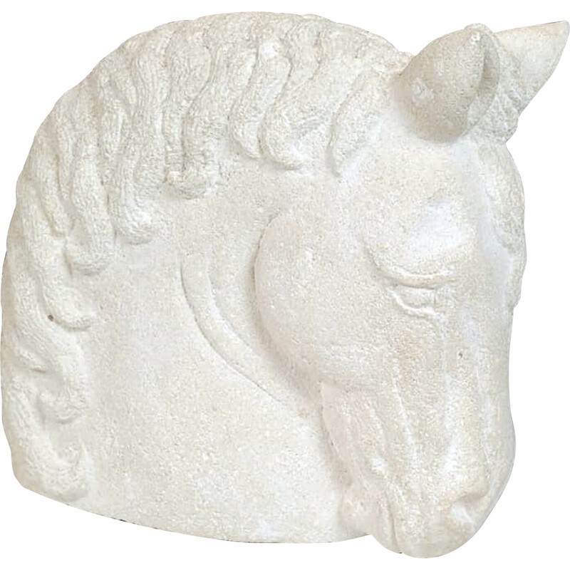 Vintage stone horse head by Sw, France