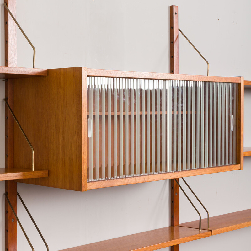 Vintage teak wall unit by Preben Sorensen for Ps System, Denmark 1960