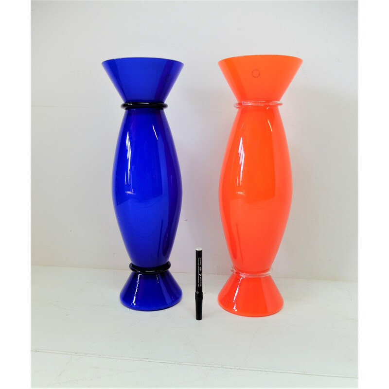 Paire de vases vintage en verre de Murano par Alessandro Mendini pour Venini