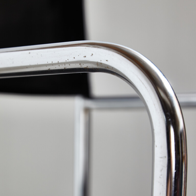 Vintage folding armchairs in metal and leather, 1970