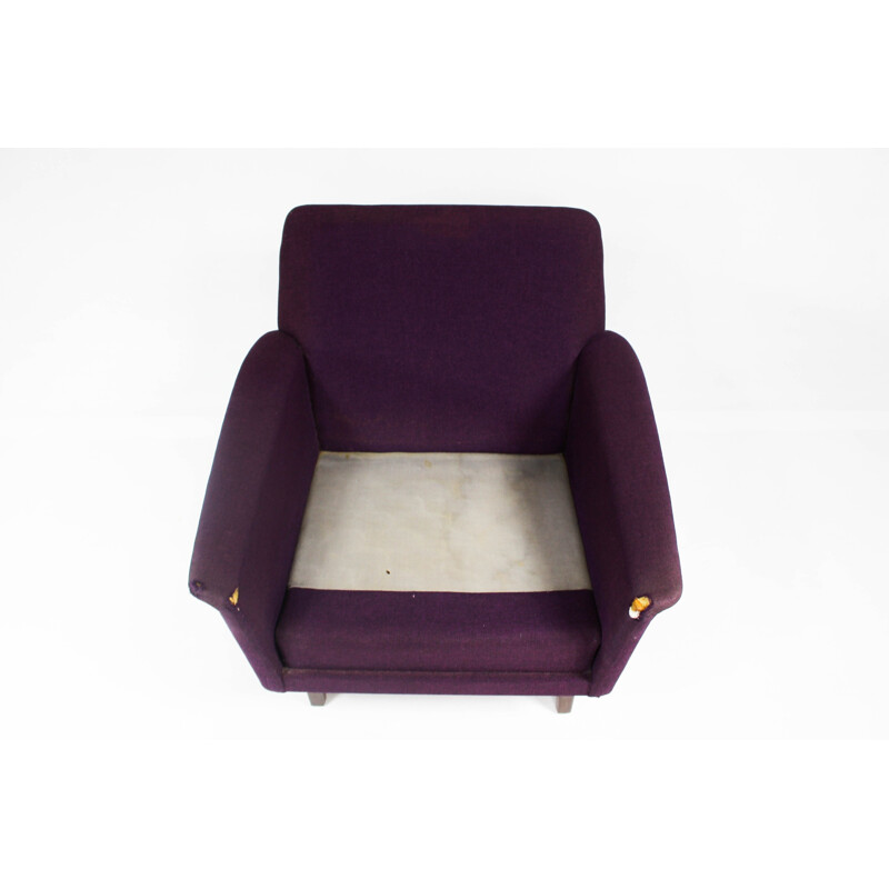 Fauteuil danois violet de Folke Ohllson pour Fritz Hansen - 1960