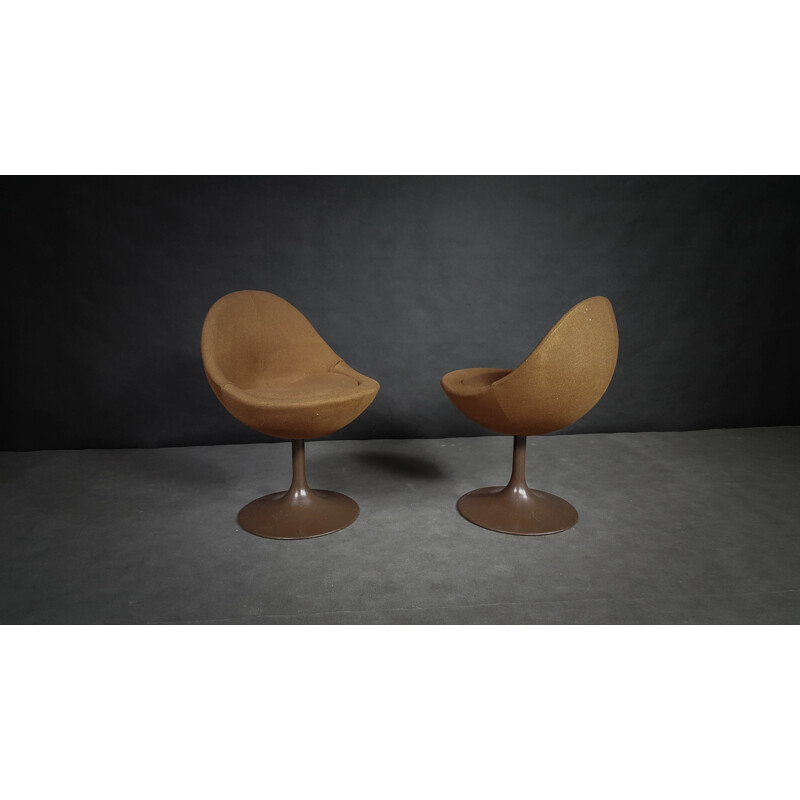 Coppia di sedie scandinave marroni in lana e metallo di B. Johanson - 1960