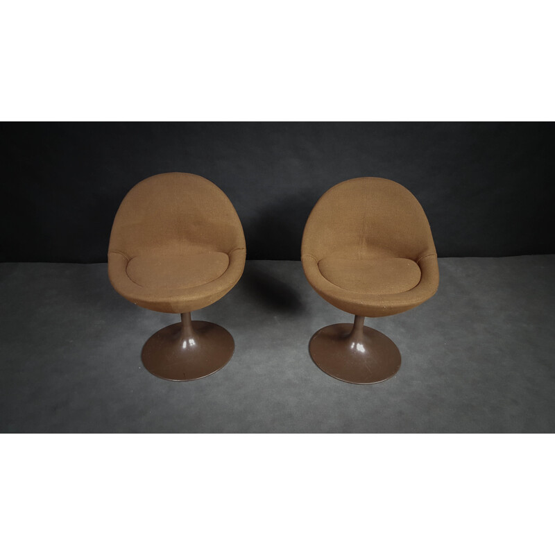 Paire de chaises scandinaves marron en laine et en métal de B. Johanson - 1960