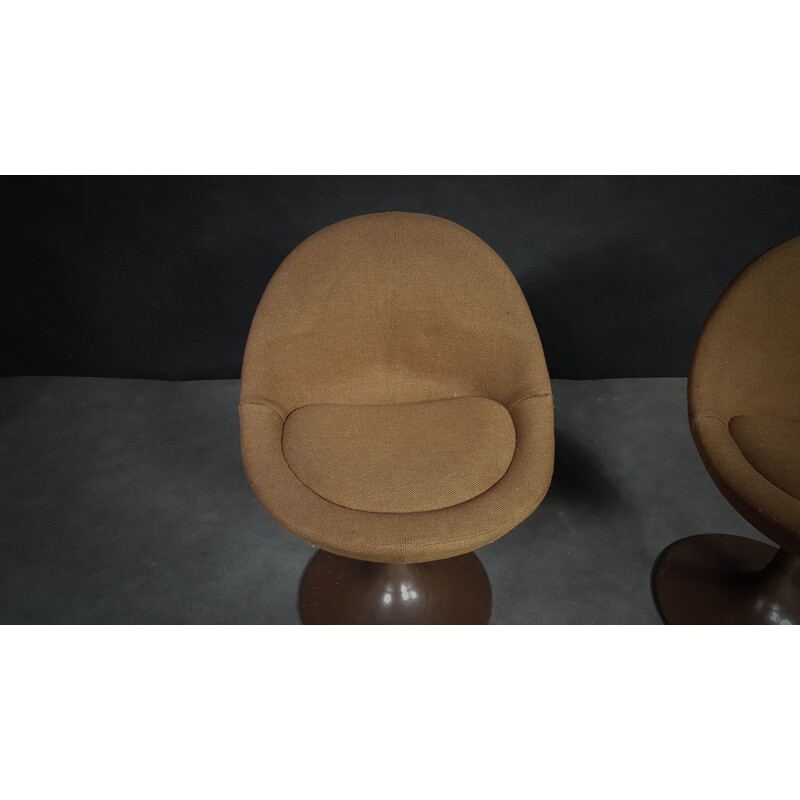 Coppia di sedie scandinave marroni in lana e metallo di B. Johanson - 1960